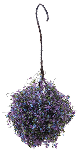 Dollhouse Miniature Hanging Basket: Purple-Blue, Large